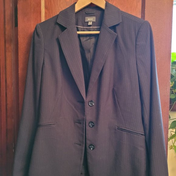 MEXX Women Navy Blazer Pinstripe Navy Size 8 - Picture 1 of 6